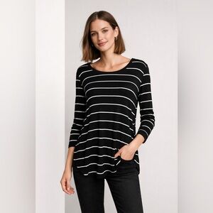 Evereve Peyton Jensen high low black white stripe top - XS